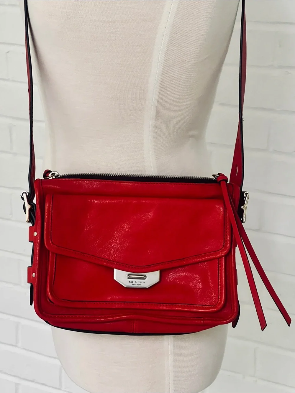 rag & bone Red Small Field Messenger Leather Bag Never Used